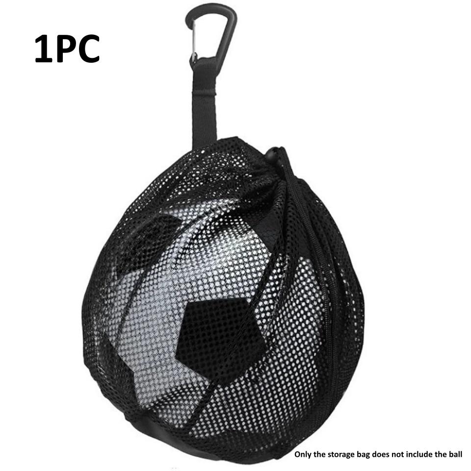 Single Ball Bag for Basketball Soccer Volleyball, Mesh Storage with Zipper Pocket, Adjustable Drawstring Ball Bag with Clip