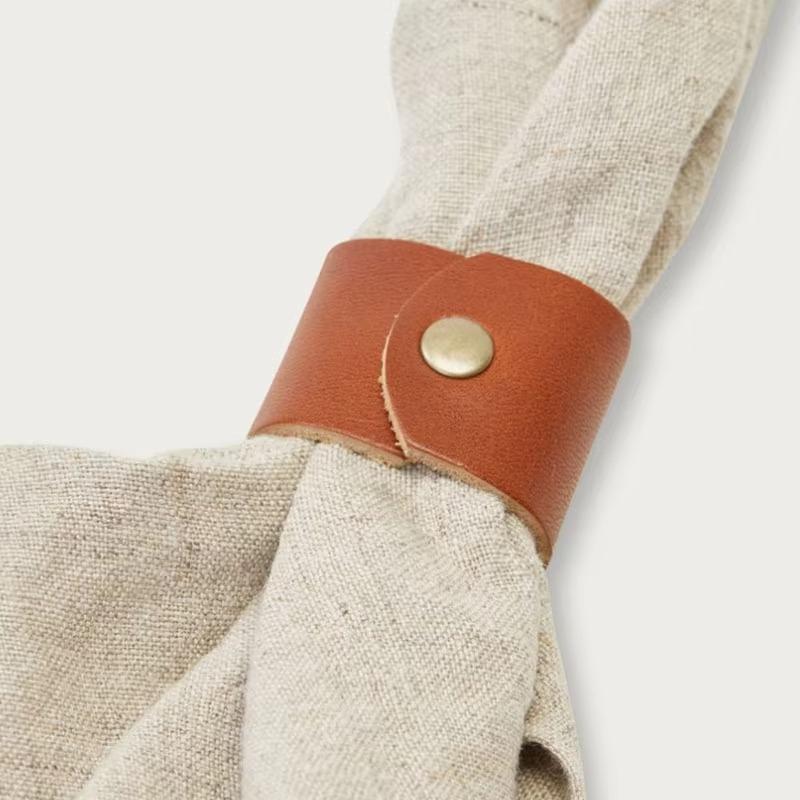 6-36PCS Vintage Leather Napkin Ring Harvest Thanksgiving Table Decorations for Farmhouse Wedding Banquet and Home Dining Room