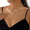 Y2K Bling Rhinestone Necklace for Women Long Tassel Aesthetic Gold Silver Color Sparkly Multilayered Chain Party Jewelry Gift