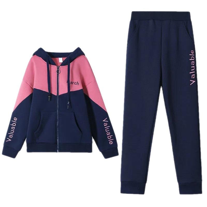 Thick-fabriced and Warm Sports Suit for Women, Suitable for Autumn and Winter, Elegant Mid-aged Coat, Winter Clothing, Casual Two-piece Set