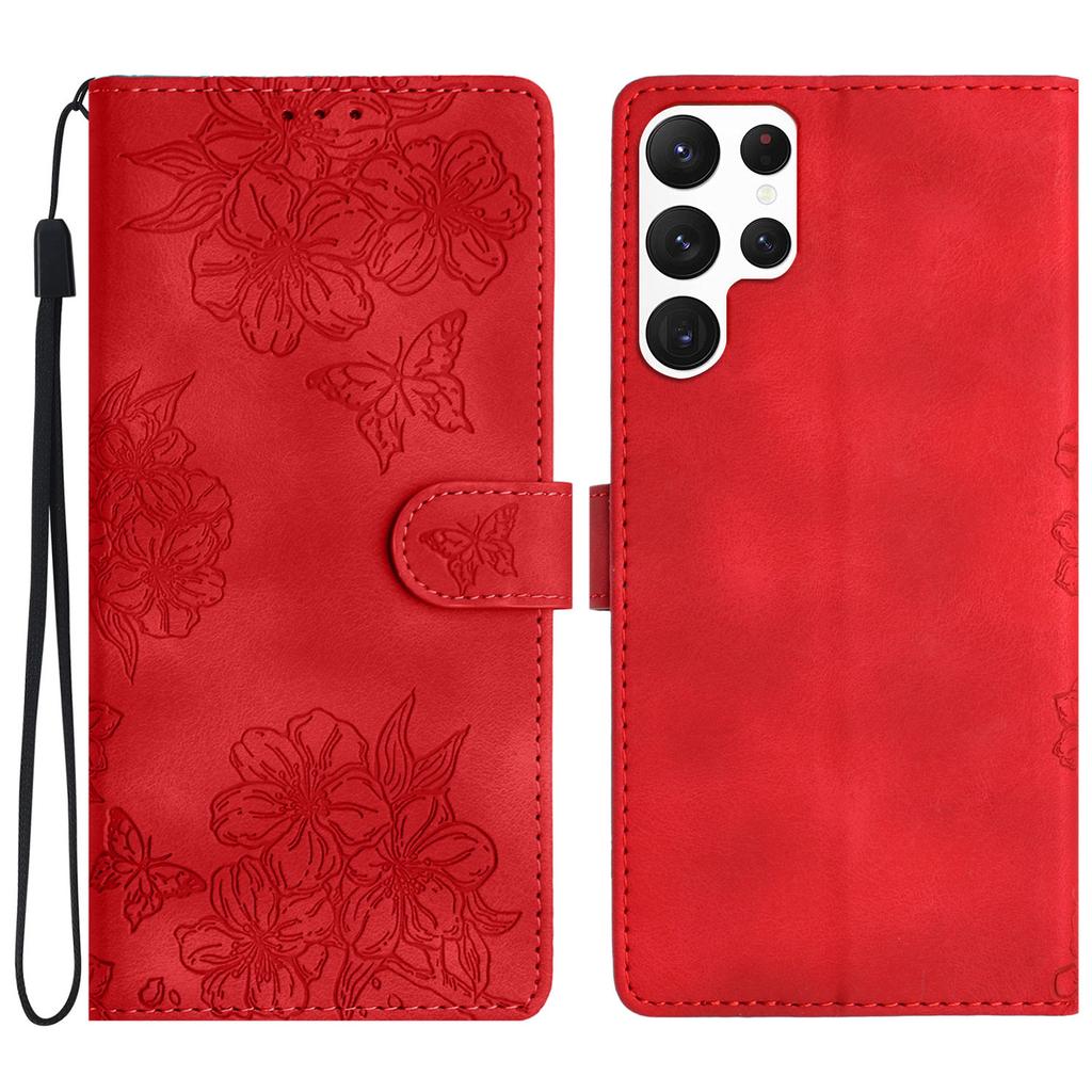 For Samsung Galaxy S22 Ultra 5G Wholesale Phone Stand Case Imprinted PU Leather Phone Cover