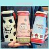 Letter Dog Cartoon Pattern Ceramic Inner Thermos Bottle With Straw For Travel And Office Use
