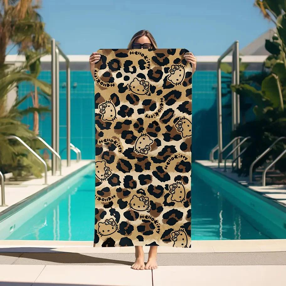 Personal Care Beach Towels Leopard Print H-Hello K-Kitty Cat Bathroom Spa Large Bath Towel Sauna Turban for Hair Drying Home Gym