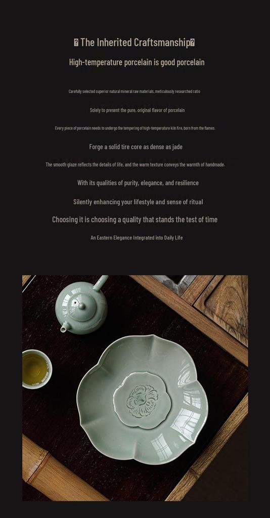 Banana Moon Ceramic Tea Coaster & Snack Plate Set - Gaiwan Pot Mat & Tea Ceremony Accessories