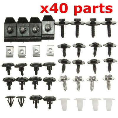 40Pcs Mixed Engine Undertray Cover Clips Bottom Shield Guard Metal Screws Bolts