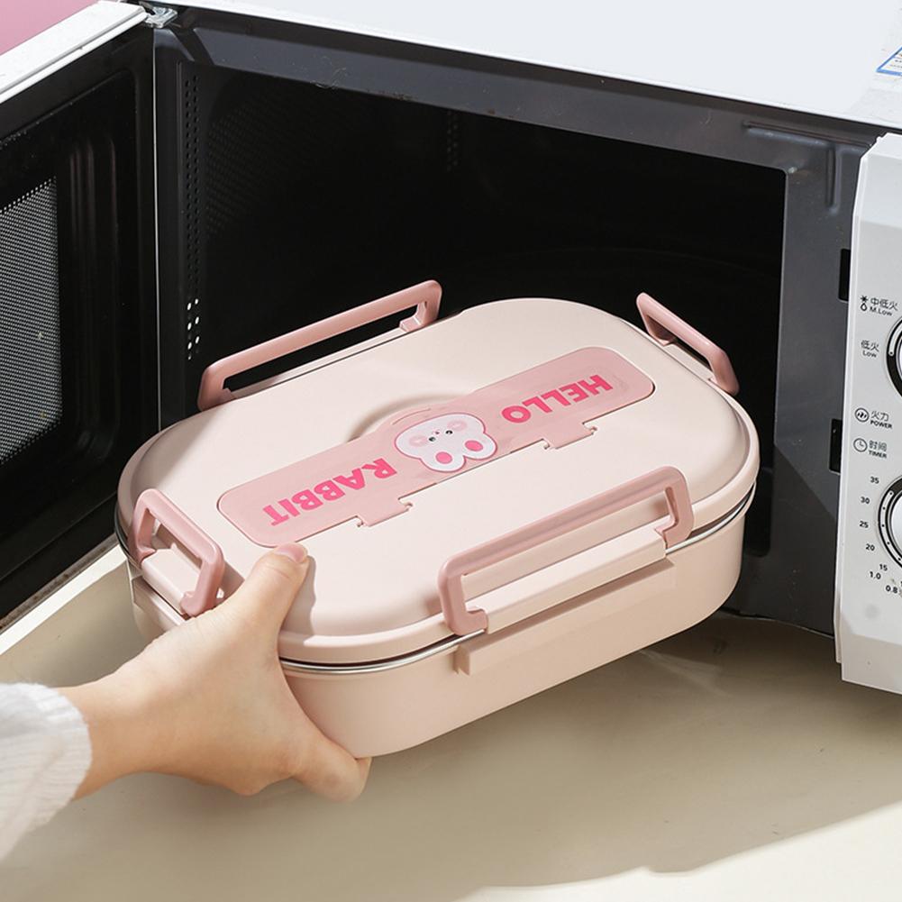 Edelstahl Bento Box Mikrowellengeeignet 850/1500ml Auslaufsicher Versiegelter Lebensmittelbehälter Leicht zu Reinigen Hase 2/4/5 Fächer für Mittagessen