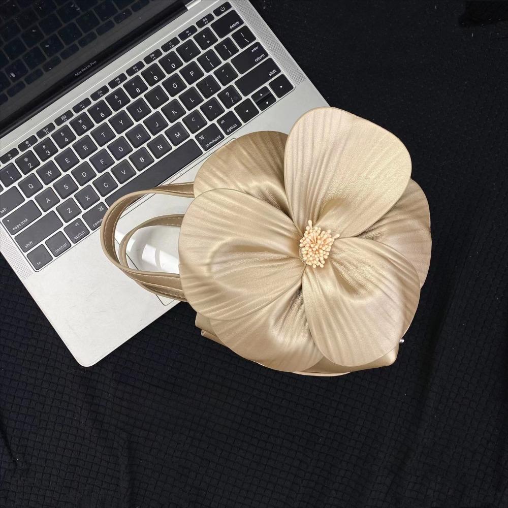New Chinese-Style Floral Bucket Bag Flower French Mini Tote Bag Drawstring Bucket Purse Women