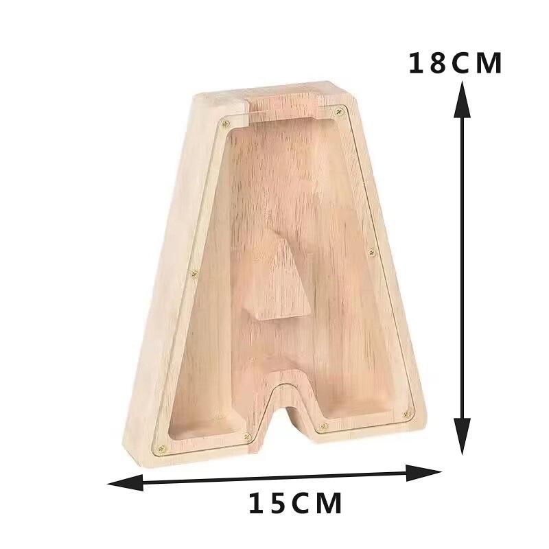Twenty-Six English Alphabet Moneybox Coin Money Piggy Bank Wooden Letter Saving Box Desktop Ornament Home Decor