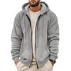 Men'S Winter Zipper Hooded Fleece Sweatshirt With Patch Pocket Casual Jacket