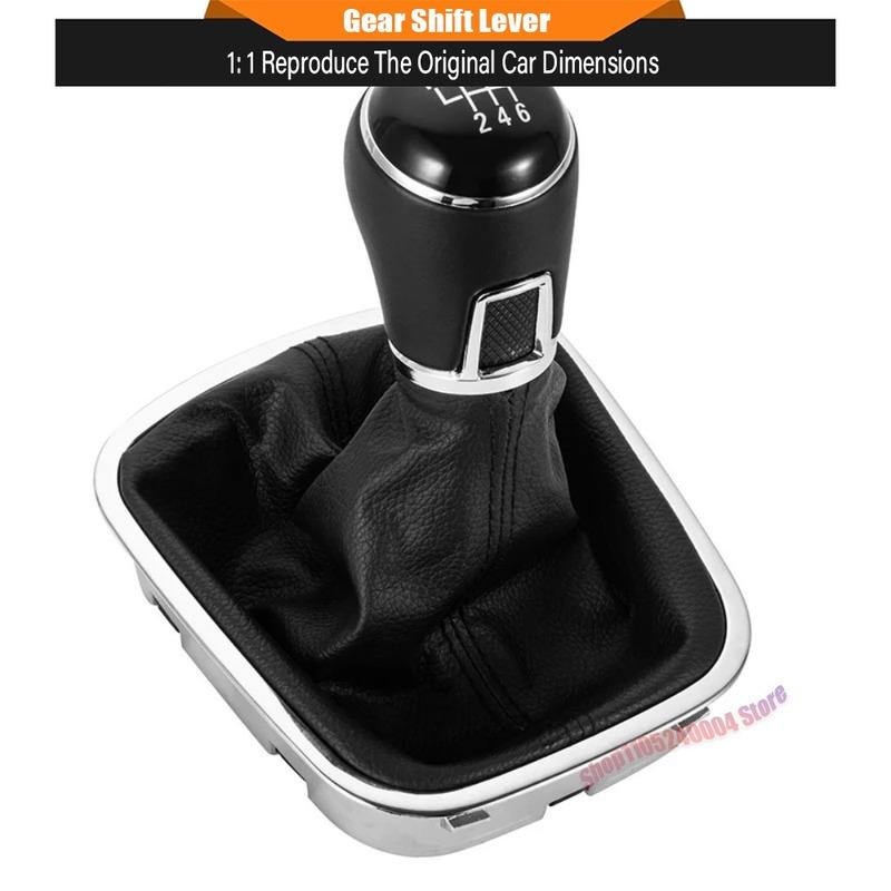 For VW Volkswagen POLO 6C 2015 2016 2017 2018 5 6 Speed Car Gear Shift Knob Lever Stick Gaiter Boot Cover Collar Leather