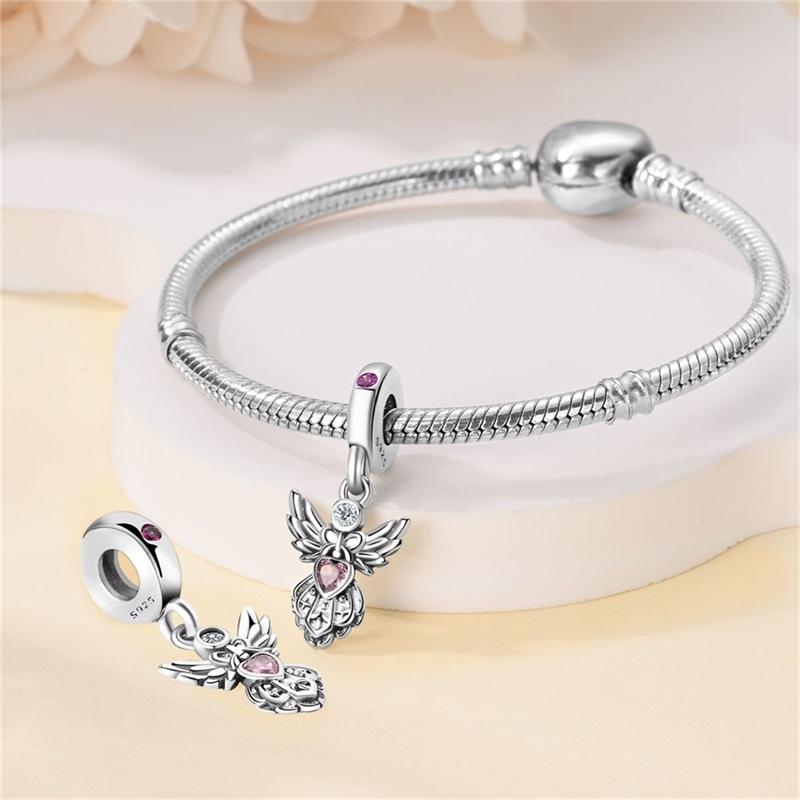 Copper Romantic Classical Lotus Heart-Shaped Charm Beads Fit Pandach Original Diy Bracelets Pendant Birthday Gifts Jewelry