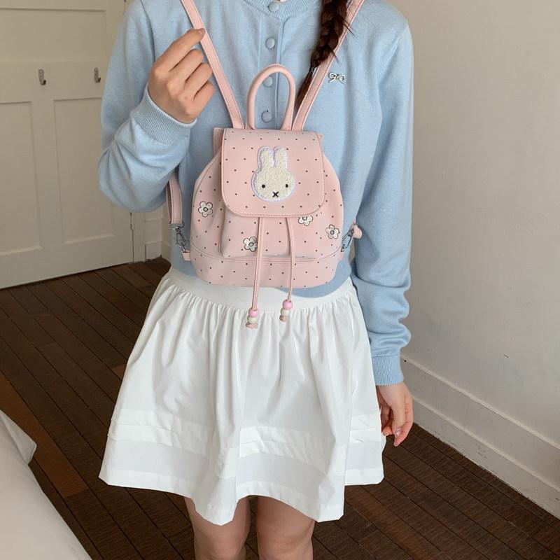 Schoolbag Super Fire Niche Polka Dot Backpack Women's 1011 New Foreign Sweet College Style Small School Bag Cute Casual Backpack