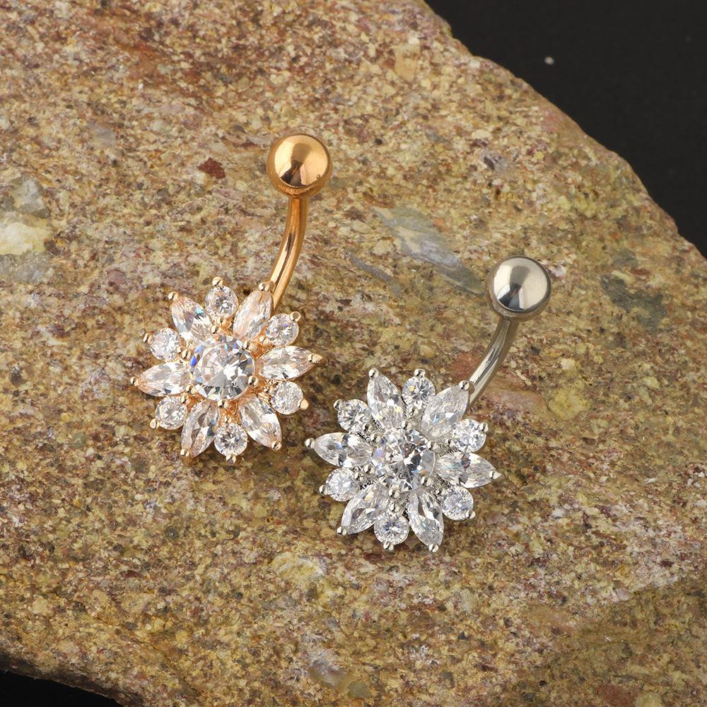 1Set Stainless steel navel stud set - Zirconium navel ring piercing jewelry