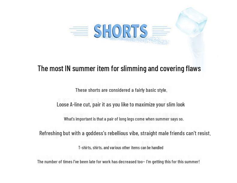 Women's High Waist Cuffed Denim Shorts - Casual Korean Style Wide Leg A-line Hot Pants