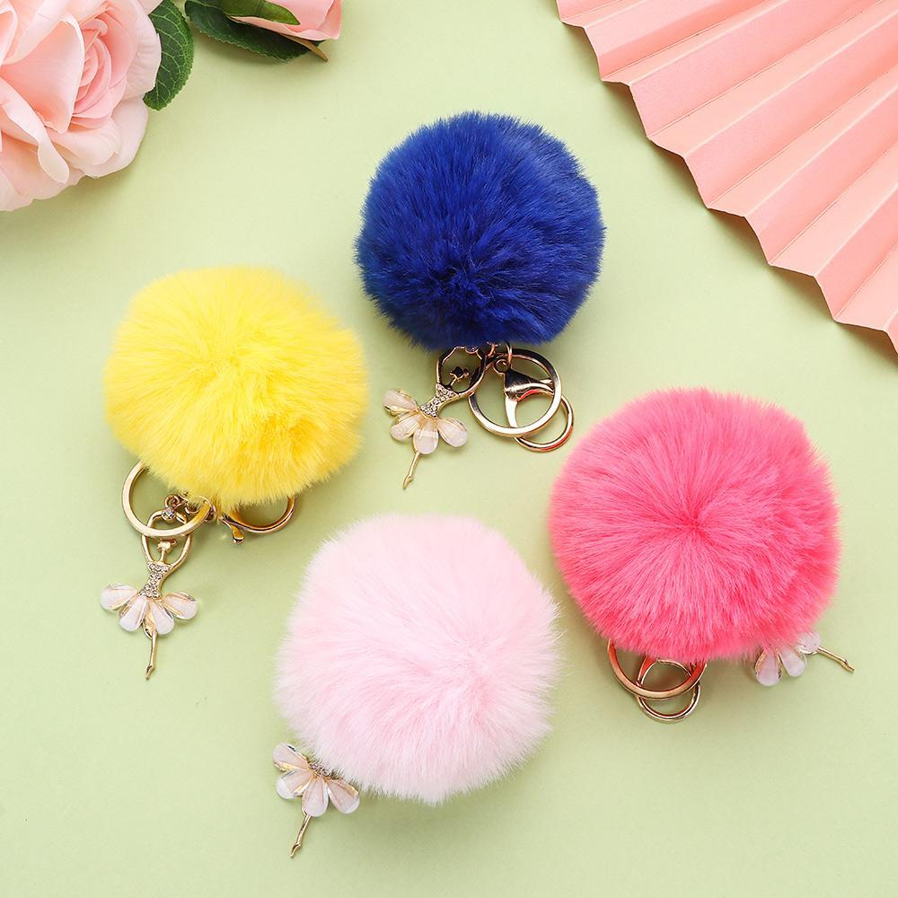 Fur Handbag Accessories Jewelry Angel Keychain Key Buckle Ballet Dancing Girl Keyring Car Pendant