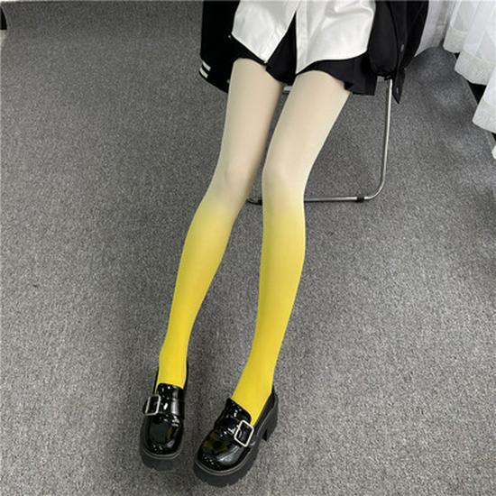 Gradient Color Pantyhose for Women - Spring and Autumn Velvet Stockings in Gray, Pink, and Purple Rainbow Styles.