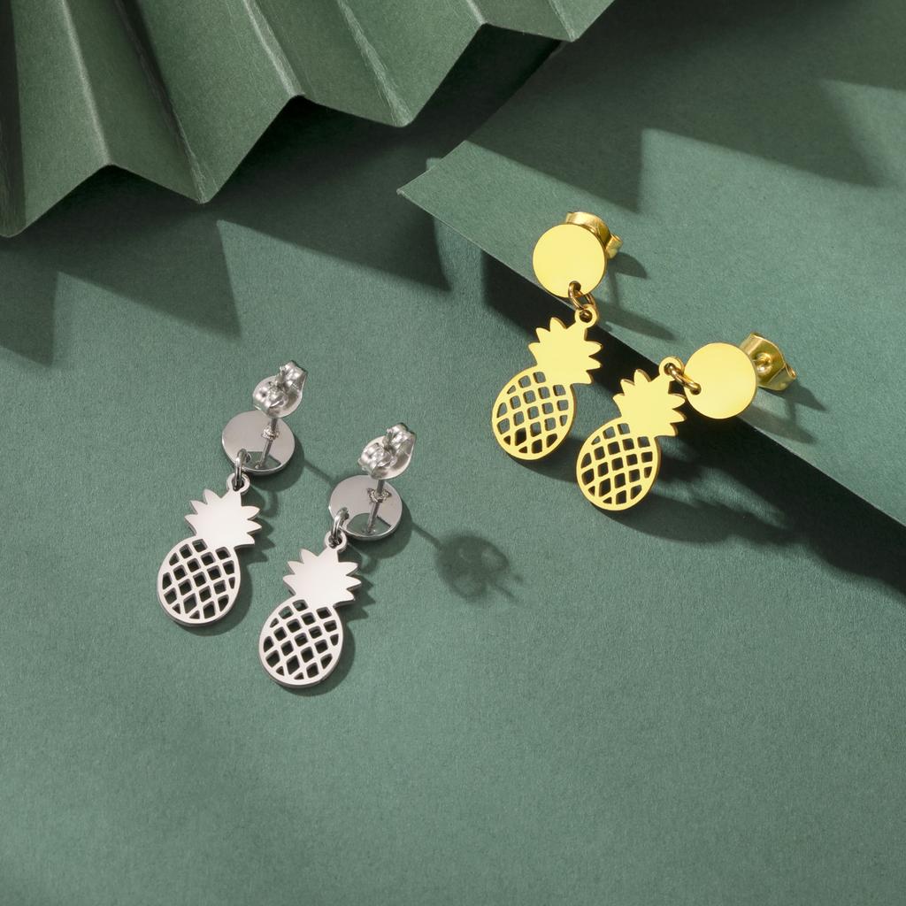 Cazador Cute Pineapple Stud Earrings for Women Stainless Steel Dangle Earrings 2026 Trend Jewelry Party Birthday Gift New