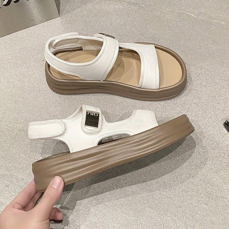 Spring and Summer New Sandals Sports Style One-character Open-toed Thick-soled Sandals