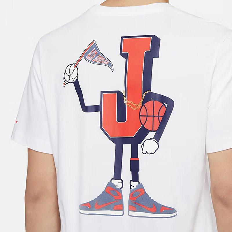 Jordan T Shirts Men's White Crew Neck Moderate Straight Fit (Unisex) T-Shirts DQ6075 100