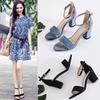 Versatile Fashion Fairy One-word Buckle High Heels Women's Summer New Open-toed Thick-heeled Women's Sandals