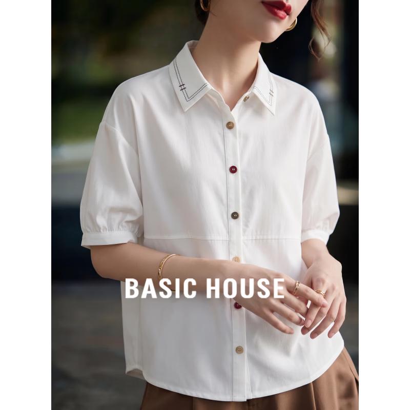 Basic House Women s Lightweight Polo Collar Short-Sleeve Shirt M