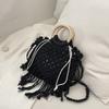 Boho Fringe Woven Bag Summer Fashion Hollowed Out Tote Pastoral Crossbody Shoulder Bag