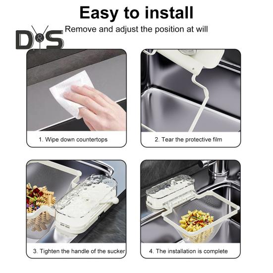 Disposable Sink Filter Rack with 100 Filter Mesh Bags Water Wave Texture Waste Rack Suction Cup Sink Strainer Rack Sink Filter Holder