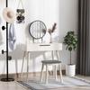 Modern Dressing Table with Round Mirror and Stool, Makeup Vanity Table with 2 Drawers for Bedroom, Living Room, 80 x 40 x 123 cm, White