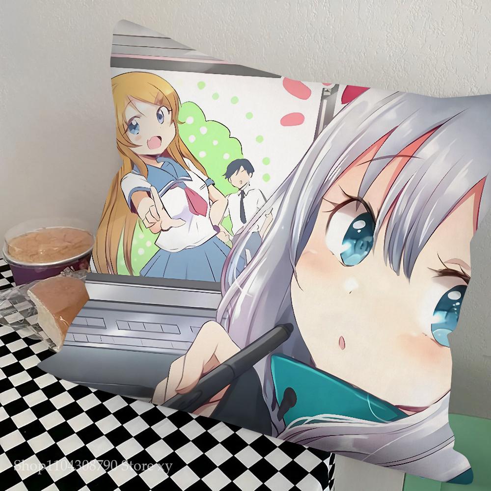 Anime Izumi Sagiri Pillow Case Square Pillow Bedroom Sofa Leisure Comfort Cushion Car Living Room Home Decoration
