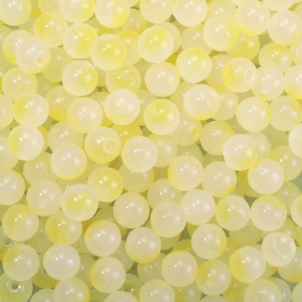 

50pcs Double Color Glass Beads 8mm Jelly Color Imitation Jade Glass Round Loose Beads For Jewelry Making DIY Bracelets Necklace жовтий