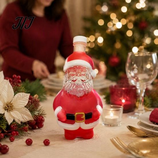 Ferienhaus Bar Dekoration Weihnachtsmann Whiskey Karaffe zur Alkoholaufbewahrung, 320ml Weihnachtliches Glas Weinsammlerflasche, Dekorativer Behälter Und Party
