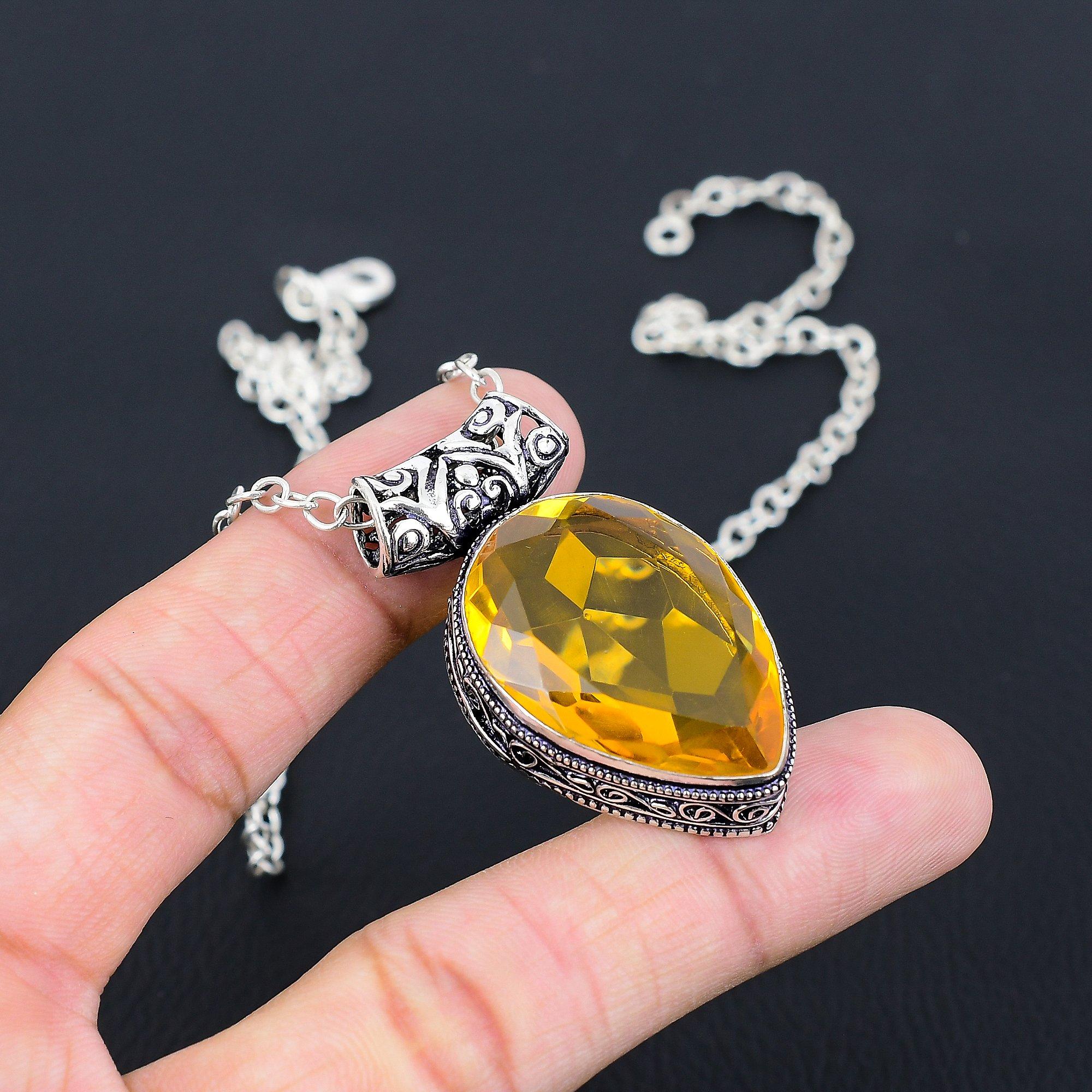 

Ювелирный кулон ручной работы из стерлингового серебра 925 пробы с цитрином 1,89 дюйма