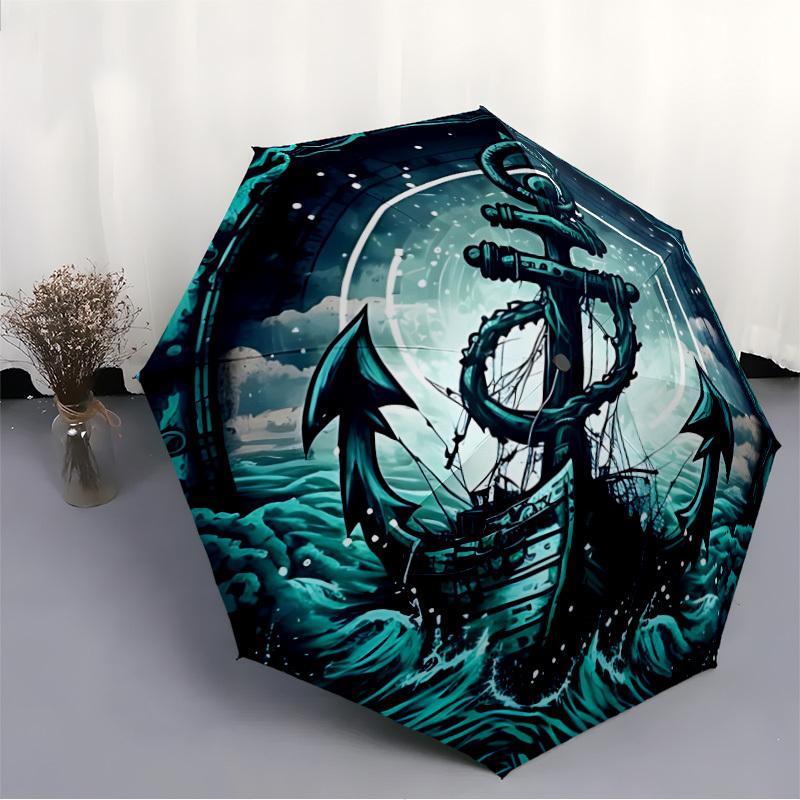 1pc Ocean Voyage Auto Open/close, All-Season Portable Folding Umbrella for Women & Men, Travel, Everyday, Formal Events -06179