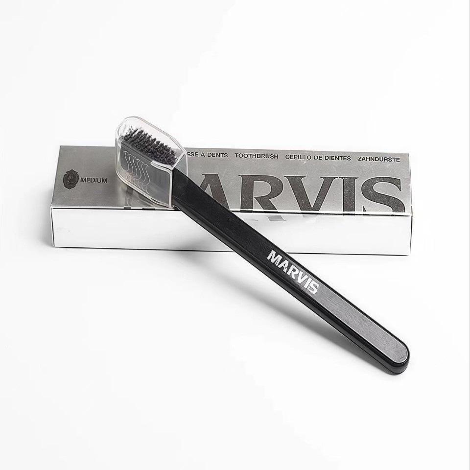 Italy Mars Black & White Medium-Hard Bristle Nano Nylon Toothbrush