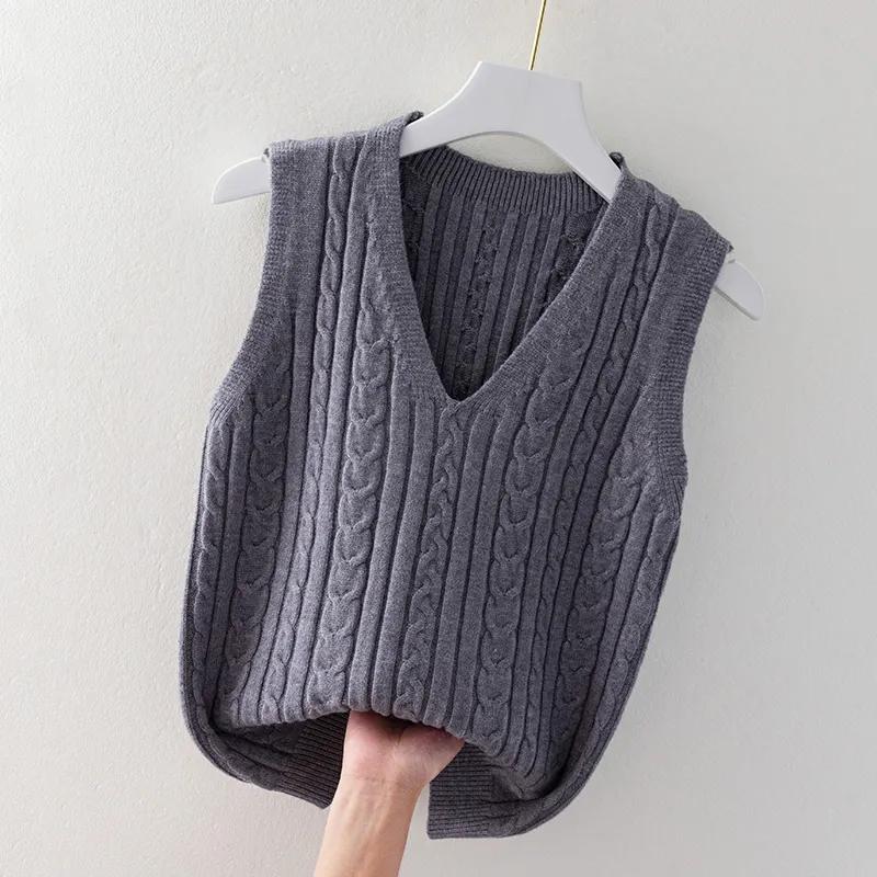 Women's Spring and Autumn Knitted Outer Vest Solid Color Sleeveless Sweater