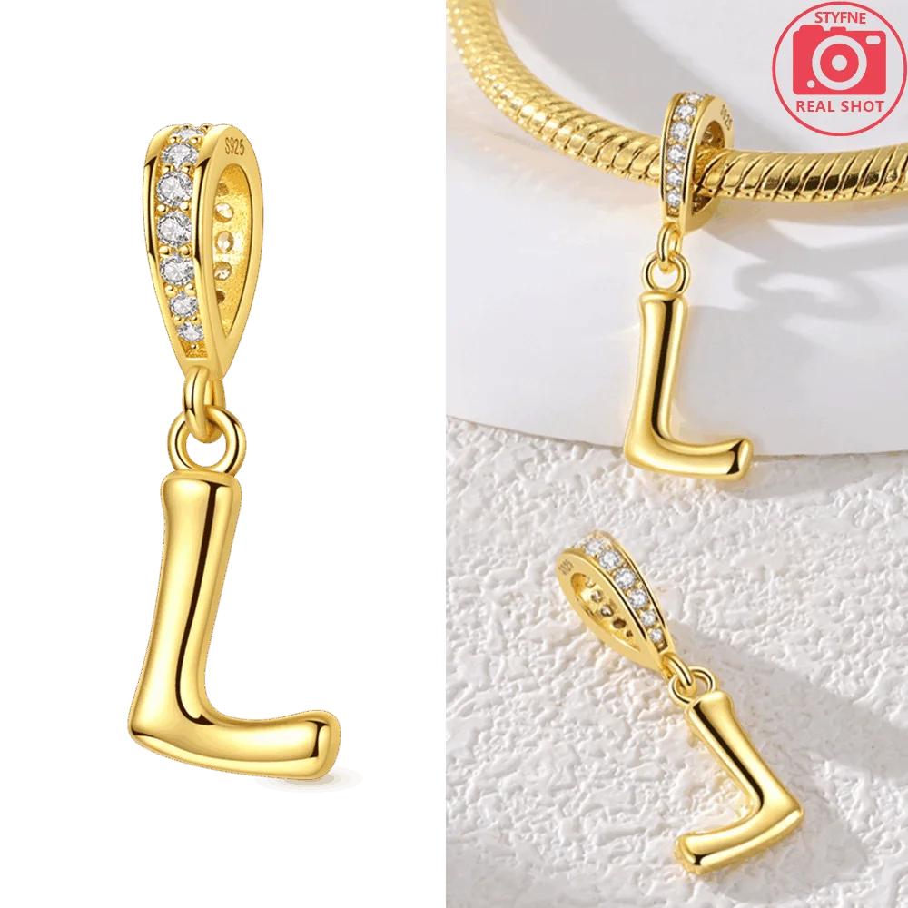Original Necklace Copper White Zircon Pendant English Letters Women'S Beads Fit Bracelet Anniversary Gift Accessory Diy