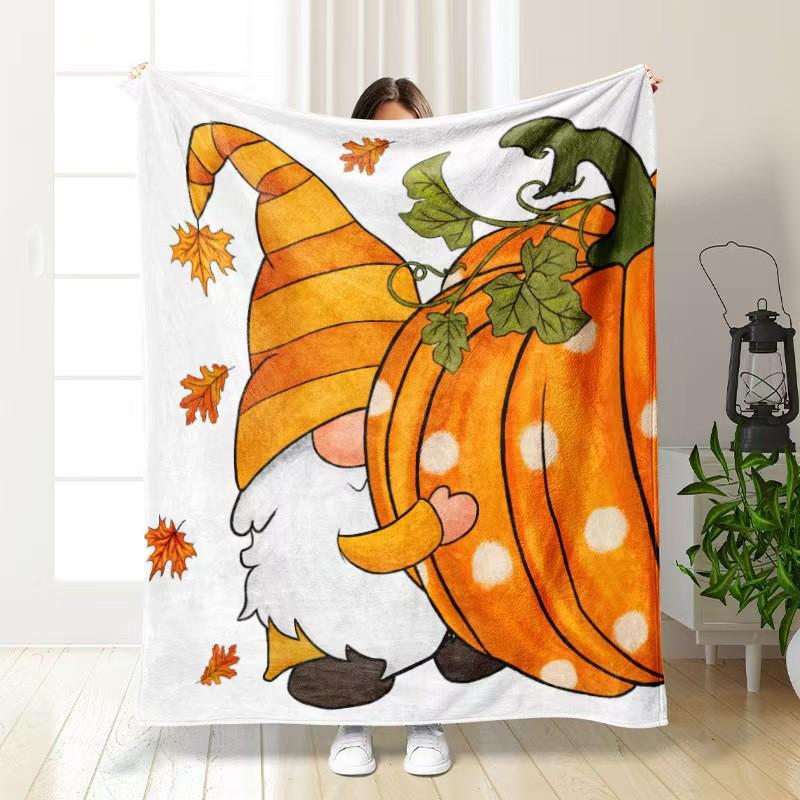 Halloween Cartoon Flannel Blanket - Soft Pumpkin Ghost Design for Kids