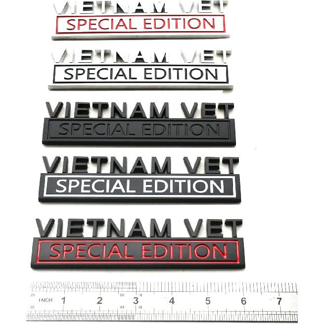 2PCS Vietnam Vet Special Edition Emblems 3D Raised Decals Exterior Truck Stickers Fender Vietnam Veteran Badges Replacement for F150 F250 F350 Chevy