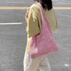 Solid Color Knitting Shoulder Bag Woven Hollow Crochet Mesh Bag Bohemian Style Large Capacity Shopping Handbag