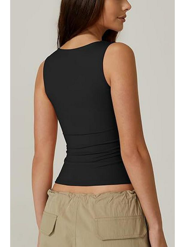 2025 European & American Women's Square Neck Slim Sleeveless Fashion Vest