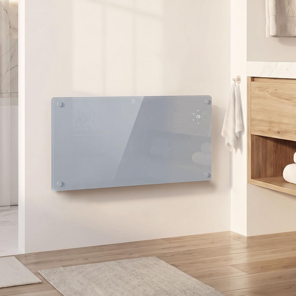 1500W Smart Panel Heater Wall Mounted & Freestanding, Electric Heater with Weekly Timer, Open Window & Anti-Frost, Grey