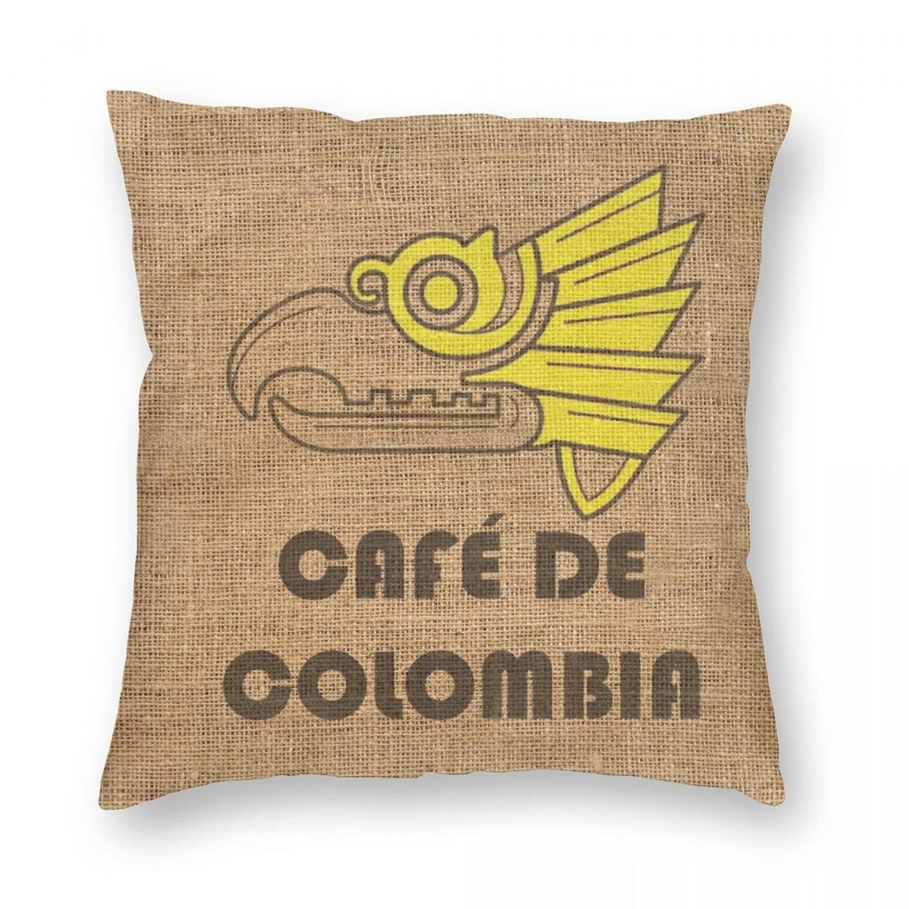 Colombia Cafe Coffee Burlap Jute Coffee Sack Pillowcase Polyester Linen Velvet Printed Decor Throw Pillow Case Bed Cushion Cover