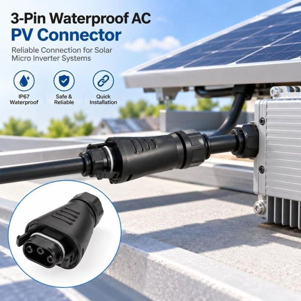 Waterproof Field Connector 3Pin Electrical Connector Microinverter Adapter  Photovoltaic Systems