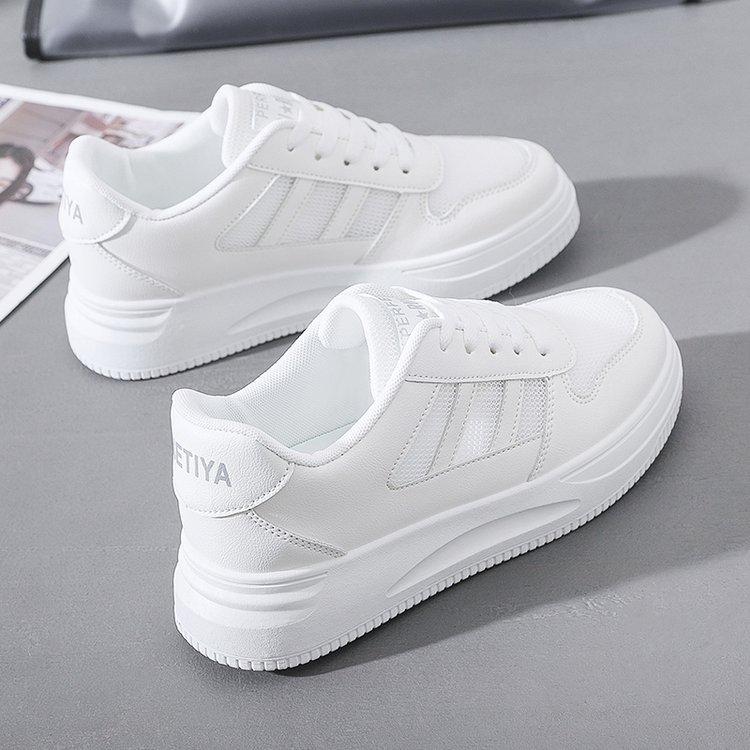 Women's Shoes White Shoes Lace Up Leather Women Sneakers Spring Summer Breathable Casual Shoes High Quality Flat Vulcanized Shoe