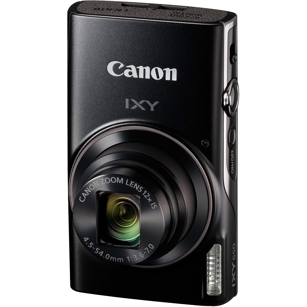 Canon IXY 650 Compact Digital Camera, Black, 12x Optical Zoom, Wi-Fi Compatible, IXY650BK-A