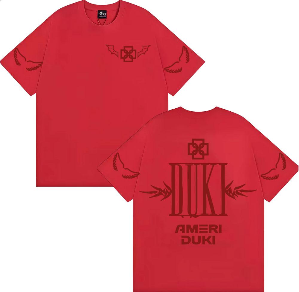 Rapper Duki Ameri World Tour Letters Print T Shirt Men Women Fashion Retro High Quality T-shirts Hip Hop Style Oversized T-shirt
