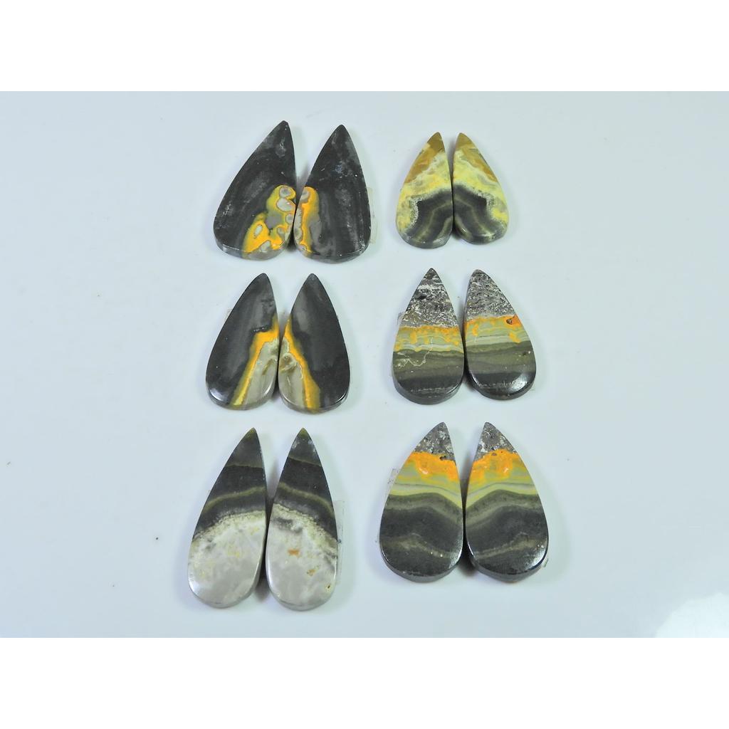 14-30 MM Natural Bumble Bee Jasper Pair Pear Cabochon Gemstone 06 Pair Lot C-760