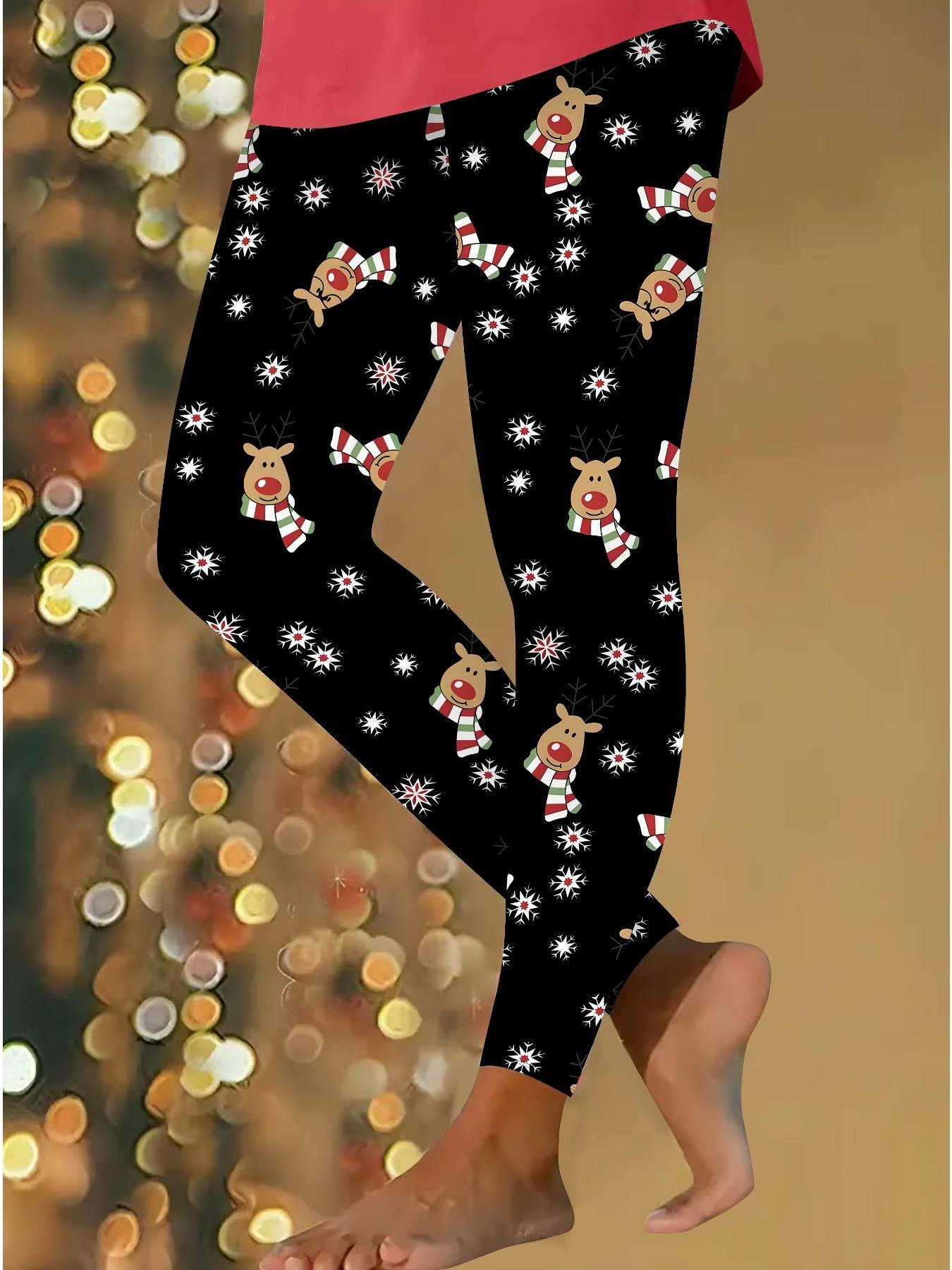 

Жіночі різдвяні легінси для йоги з принтами, еластичні, для фітнесу, бігу, спортзалу, активного відпочинку XXL чорний