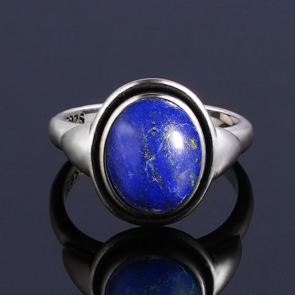 Natürlicher großer ovaler natürlicher Lapislazuli-Ring für Frauen Geschenk Vintage großer Ring Großhandel feiner Schmuck
