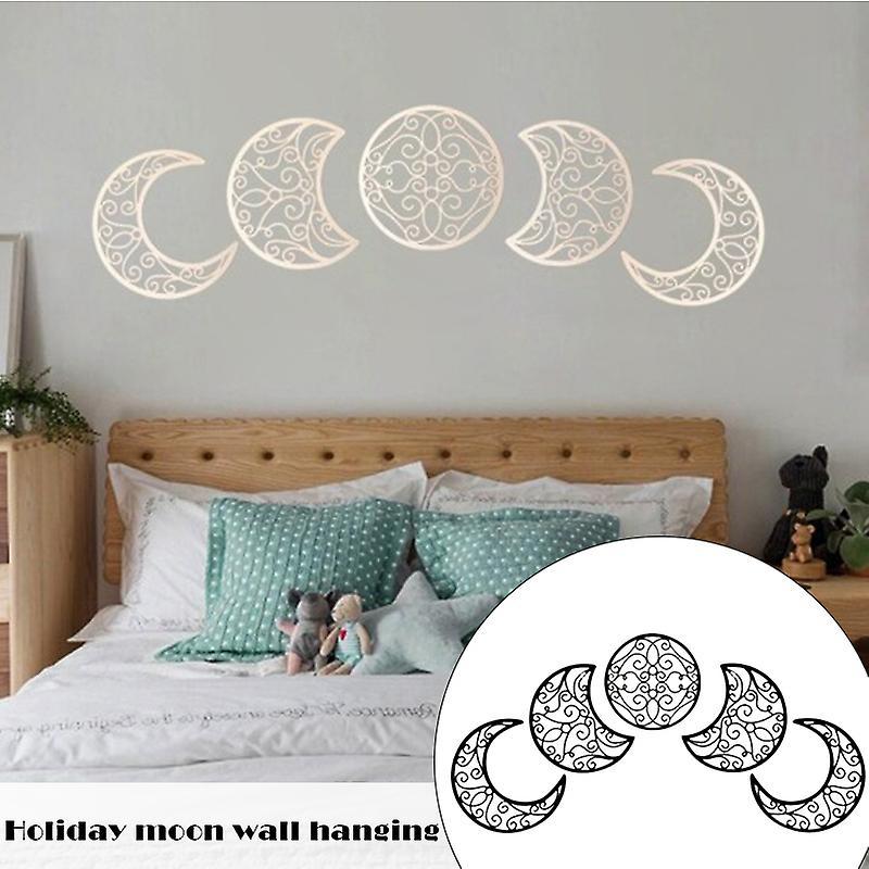 5pcs Moon Phase Wall Hanging Bedroom Wall Decor Above Bed DIY Headboard Ideas Above Bed Decor